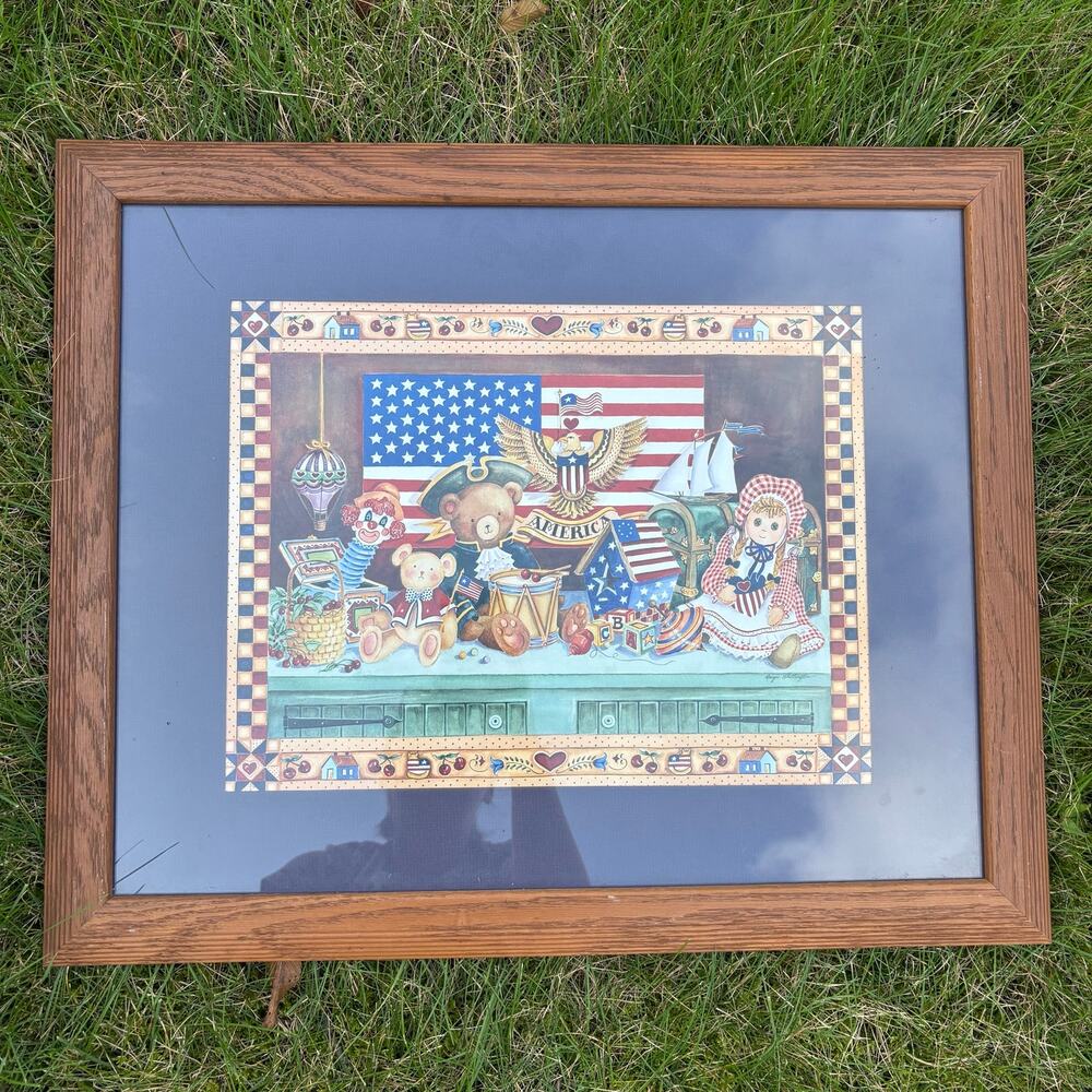 Margie Whittington Oak Framed Americana/Patriotic 22 1/2 x 18 1/2 inches